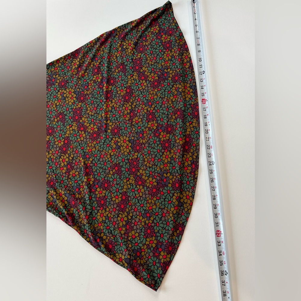 LuLaRoe Large Floral Midi Skirt Red Brown Green Women’s - Picture 5 of 8